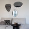 Atmooz - Wandspiegel Stone Large - Driehoekig / Rond - Industrieel - Zwart - Metaal - 48cm hoog en 60cm breed