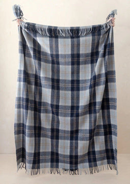 Plaid Tartan Silver Bannockbane - 145x190 - Gerecycled Wol - TBCo Scotland