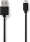 Nedis USB-Kabel - USB 2.0 - USB-A Male - USB Micro-B Male - 0.50 m - Zwart