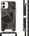 iMoshion Hoesje Geschikt voor iPhone 12 Mini Hoesje Met Koord - iMoshion Design Hoesje met Koord - Zwart / Meerkleurig / Goud / Black Graphic