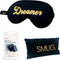 SMUG Slaapmasker met Zwarte Oordopjes en Opbergzakje - 100% Verduisterend - Verstelbaar Oogmasker in Satijn - Peachy Print
