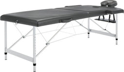 vidaXL - Massagetafel - met - 2 - zones - 186x68 - cm - aluminium - frame - antraciet