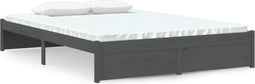 vidaXL - Bedframe - massief - hout - grijs - 140x190 - cm