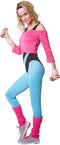 Dressforfun Aerobicster XXL - Verkleedkostuum - Jaren '80 stijl - Zwart/lichtblauw/roze