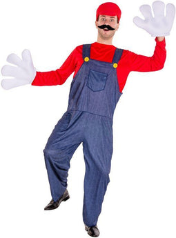 Dressforfun Herenkostuum - Super Loodgieter Mario - Inclusief shirt tuinbroek muts snor handschoenen - M (L)