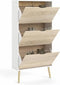 Schoenenkast - Wit/Eiken - 12 paar - Uitlopende massief houten voet - 70,2 x 23,9 x 138,9 cm