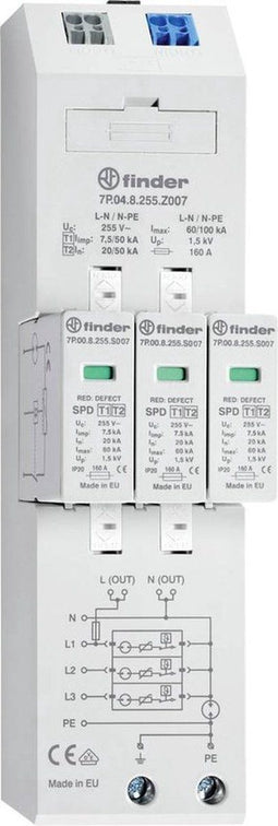 Finder 7P.04.8.255.Z007 7P.04.8.255.Z007 Overspanningsafleider 20 kA 1 stuk(s)