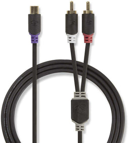 Nedis CABW24020AT02 - RCA Kabel - 20cm - Grijs