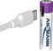 Ansmann 1311-0028 - Oplaadbare AAA Li-Ion Batterijen - 4-in-1 USB-C Oplaadkabel - Wit (4 stuks)