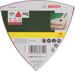 Bosch 2607017111 - Delta schuurpapierset - 10 x korrel 60 10 x korrel 120 5 x korrel 180 (1 set)