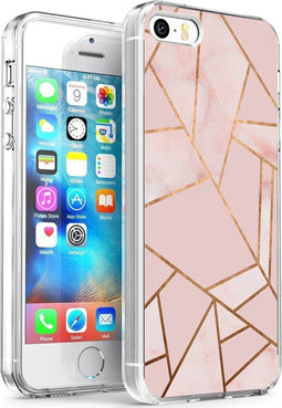 imoshion Hoesje Geschikt voor iPhone SE (2016) / 5 / 5s Hoesje Siliconen - imoshion Design hoesje - Roze / Meerkleurig / Goud / Pink Graphic