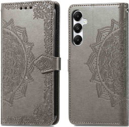 iMoshion Hoesje Geschikt voor Samsung Galaxy A55 Hoesje Met Pasjeshouder - iMoshion Mandala Bookcase - Grijs