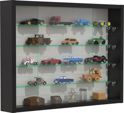 Vitrinekast - staande hangende wandvitrine - glasplanken 50 cm breed x 4.5 cm diep - schuifdeuren