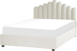 VINCENNES - Bed met opbergruimte - Gebroken wit - 160 x 200 cm - Fluweel