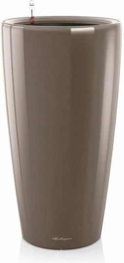 LECHUZA RONDO PREMIUM 40 - Plantenbak - met uitneembare binnenbak - met bewateringssysteem - ALL-IN-ONE set met LECHUZA-PON - taupe hoogglans