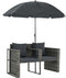vidaXL - Tuinbank - 2-zits - met - kussens - en - parasol - poly - rattan - grijs
