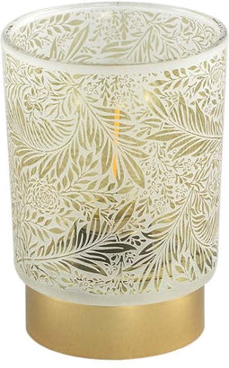 PTMD Zali Rond Windlicht - H12,5 x Ø9 cm - LED - Glas - Grijs