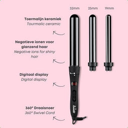 Magic 3 in 1 Krultang - Haarkruller - 3 opzetstukken - Keramisch
