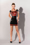 Latex jurkje zwart met rood - M