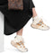 POSH by Poelman WAVY - Dames sneakers - Chunky zool 5 cm - Beige met cognacbruin