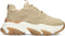 POSH by Poelman POLLY - Dames Sneakers - Vetersluiting chunky zool 4 cm - Beige denim