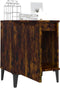 vidaXL - Nachtkastje - met - metalen - poten - 40x30x50 - cm - gerookt - eikenkleurig