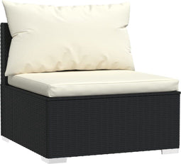 vidaXL - 4-delige - Loungeset - met - kussens - poly - rattan - zwart