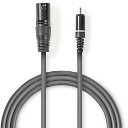 Nedis COTH15205GY15 - XLR-naar-RCA audiokabel - 150 cm - Grijs