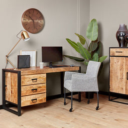 Bureau Britt 145 cm mango metaal - Naturel | Meubelplaats