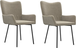 vidaXL - Eetkamerstoelen - 2 - st - fluweel - lichtgrijs