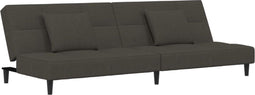 vidaXL - Slaapbank - 2-zits - met - 2 - kussens - fluweel - donkergrijs