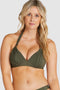 Baku Glimmer D/DD - Voorgevormde halter bikinitop - Ribbel structuur - Groen