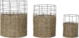 Basket spelset DKD Home Decor Metaal Koloniaal Jute (35 x 35 x 45 cm)