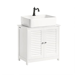 SoBuy FRG237-W - Wastafelonderkast - 2 Deuren 2 Opbergplanken - Wit 60x35x58cm