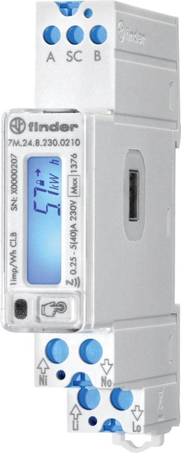 Finder 7M.24.8.230.0210 Bidirectionele kWH-meter (DIN-rail) Digitaal 40 A 1 stuk(s)