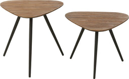 J-Line tafel Driehoek - hout/glas - naturel - set van 2