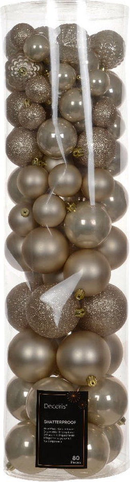 Kerstbal kunststof dia8cm pearl