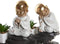 Decoratieve figuren DKD Home Decor Zwart Gouden Wit Hars Monnik Orientaals (21 x 7,5 x 25 cm) (2 Stuks)