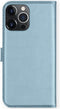 Selencia Hoesje Geschikt voor iPhone 13 Pro Max Hoesje Met Pasjeshouder - Selencia Echt Lederen Bookcase - Lichtblauw