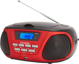 AIWA Bluetooth Radio CD-Speler – Werkt op Stroom en Batterijen – Rood