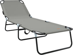 vidaXL - Inklapbare - Zonne-Lounger - Draagbaar - Grijs - 600D - Oxford - Stof