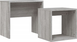 vidaXL - 2-delige - Tafeltjesset - bewerkt - hout - grijs - sonoma - eikenkleurig