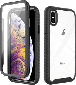 iMoshion Hoesje Geschikt voor iPhone Xs / X Hoesje - iMoshion 360° Full Protective Case - Zwart / Transparant