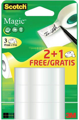 Plakband scotch magic 19mmx15m 2+1 onzichtbaar | 24 stuks