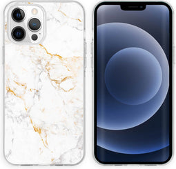 iMoshion Hoesje Geschikt voor iPhone 13 Pro Hoesje Siliconen - iMoshion Design hoesje - Wit / White Marble