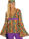Dressforfun Hippie Kostuum Vrouwen XL - Retro Top en Broek - Inclusief Schoudertas met Peace-teken