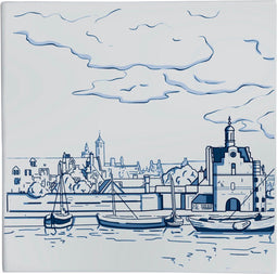 Royal Delft tegel Zicht op Delft 1