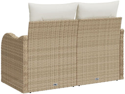 vidaXL - 2-zits - ligbank - met - kussens - - - Beige - poly - rattan
