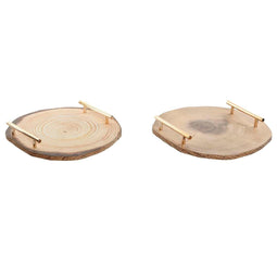Middenstuk Home ESPRIT Bruin Gouden 30 x 30 x 4 cm (2 Stuks)