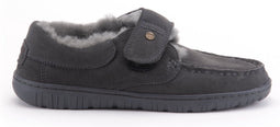 Warmbat Melton Suede - Heren Pantoffels - Suède Wol - Dark grey - Maat 41